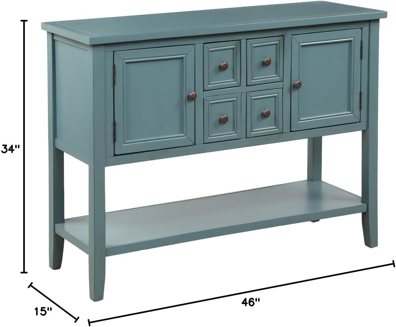 Console Table Sideboard with Storage Drawers and Bottom Shelf for Living Room, Kitchen, Entryway/Hallway, Dark Blue - LynkHouse