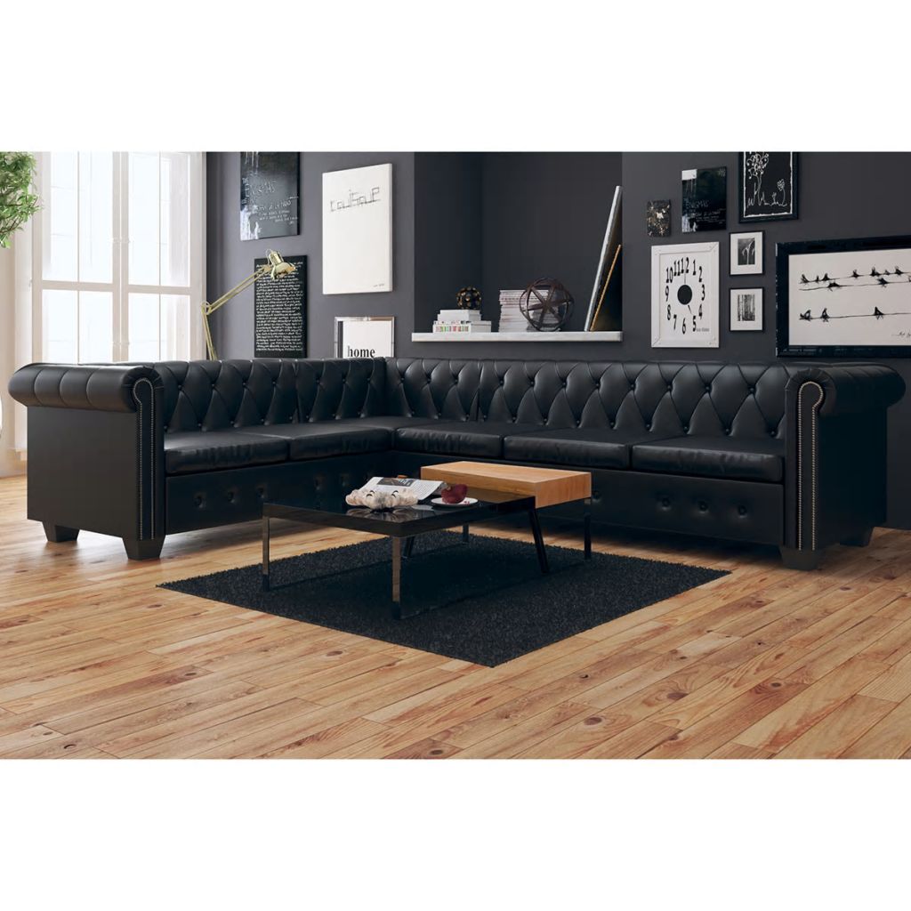 vidaXL Chesterfield Corner Sofa 6-Seater Faux Leather Longue Multi Colors - LynkHouse