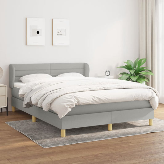 vidaXL Box Spring Bed with Mattress Light Gray Full Fabric - LynkHouse